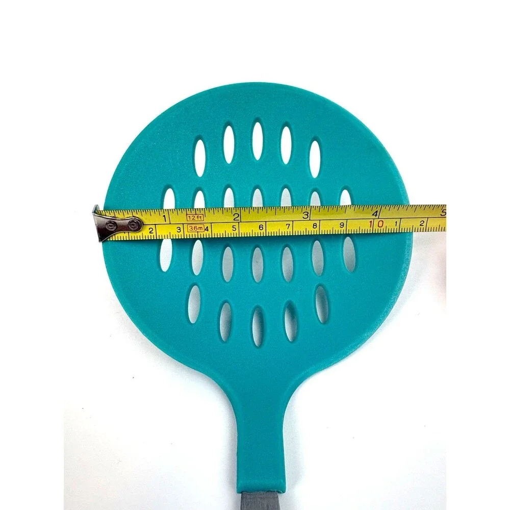 Kitchen Utensils Set: 3-piece Teal Silicone Pasta Server, Spoon, Slotted Skimmer